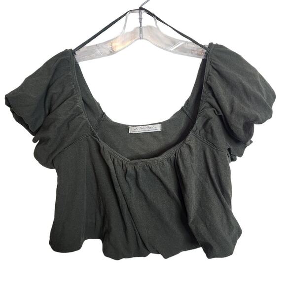 We the Free Off Shoulder Crop Top, Dark Green, Medium - Picture 1 of 6